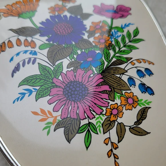 MCM Floral Hand Mirror and Brush Set Made in England - Picture 7 of 11